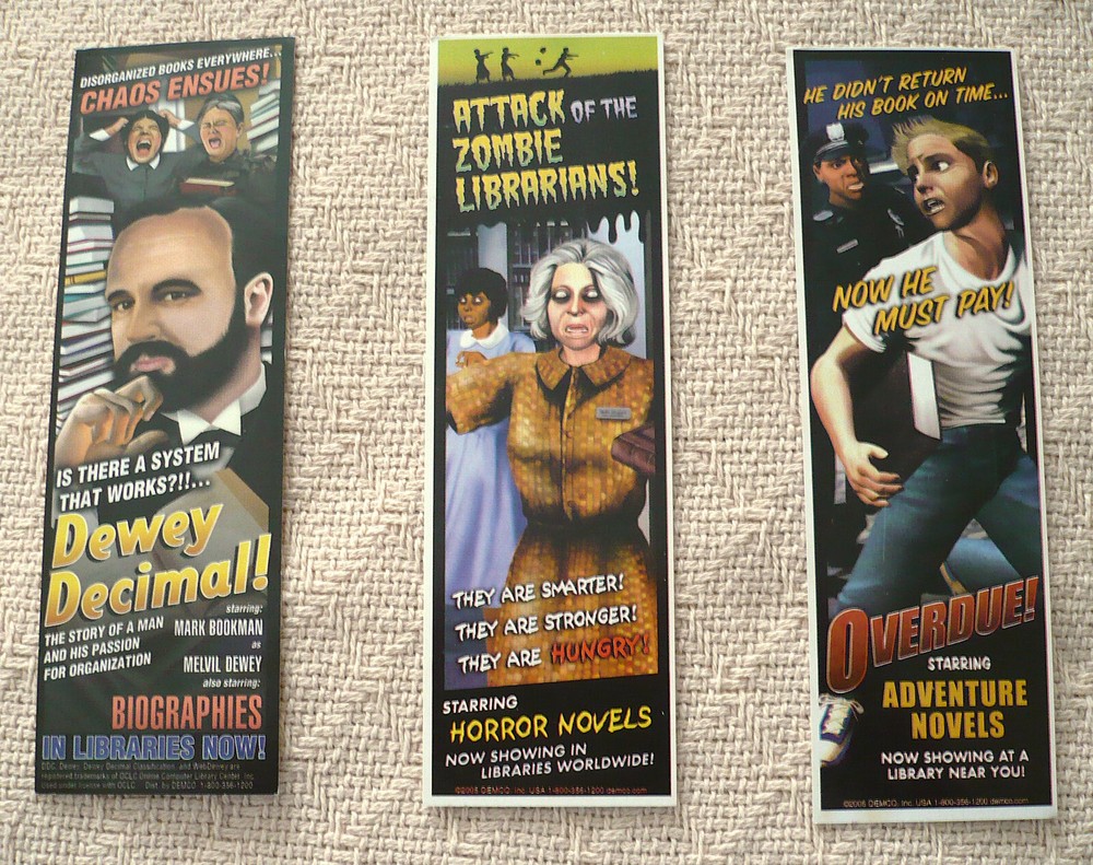 BOOKMARKS - 3 SILLY PROMOTIONAL BOOKMARKS - NEVER USED!
