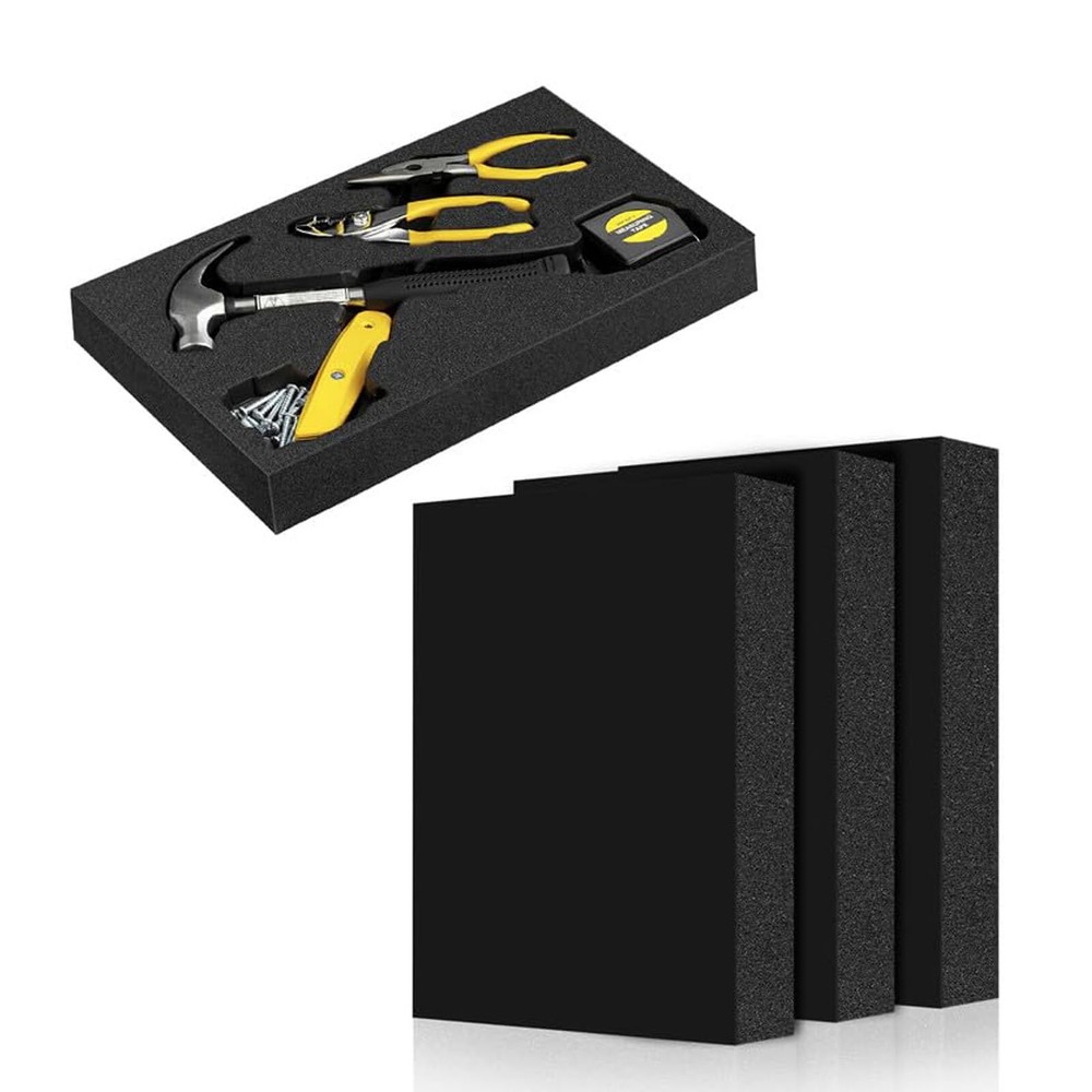 3Pack Polyurethane Foam Sheet 16x12x2 Inch Foam Inserts for Cases Camera Toolbox