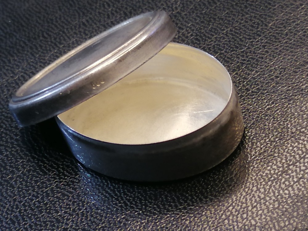 Vintage Silver 800 Pill Case Box - Simple Decorative Pattern, 7.88g