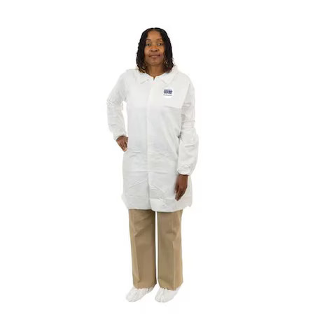 MicroGuard MP Disposable Lab Coat, Microporous Fabric, Snaps Closure, White, XL,