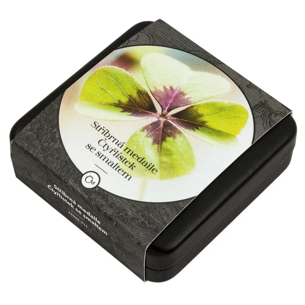 FOUR LEAF CLOVER WITH ENAMEL 1 OZ SILVER MEDAL