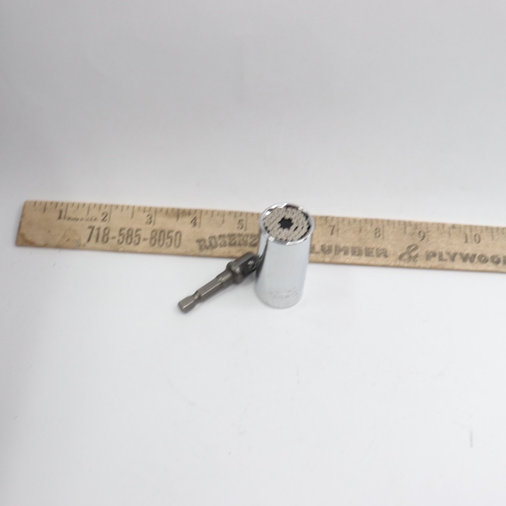 Universal Socket with Power Drill Adapter Silver 1/4"-3/4"