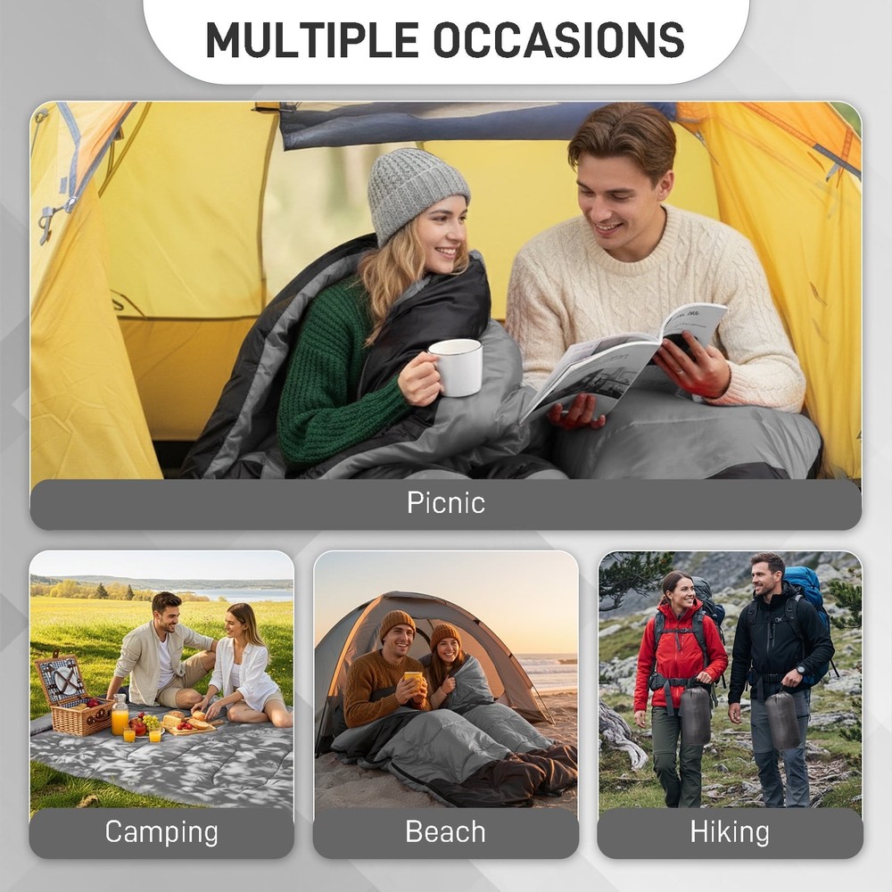 Envelope Camping Sleeping Bag, Rectangular Sleeping Bag Lightweight Waterproof