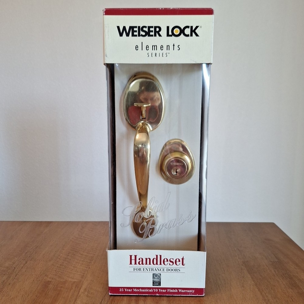 Weiser Lock Elements Series Providence York Entry Handle Set Solid Brass NEW