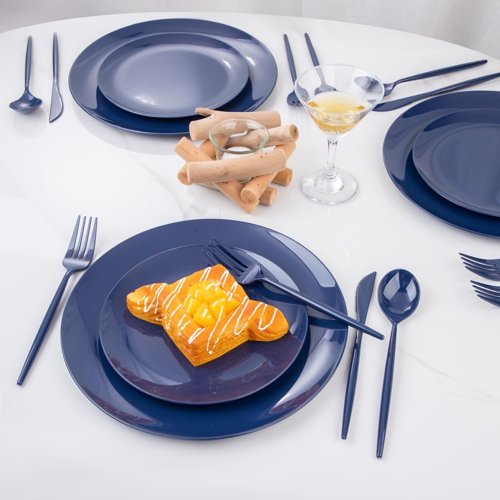 180pcs Blue Plastic Silverware Plastic Silverware Heavy Duty Blue Party Plast...