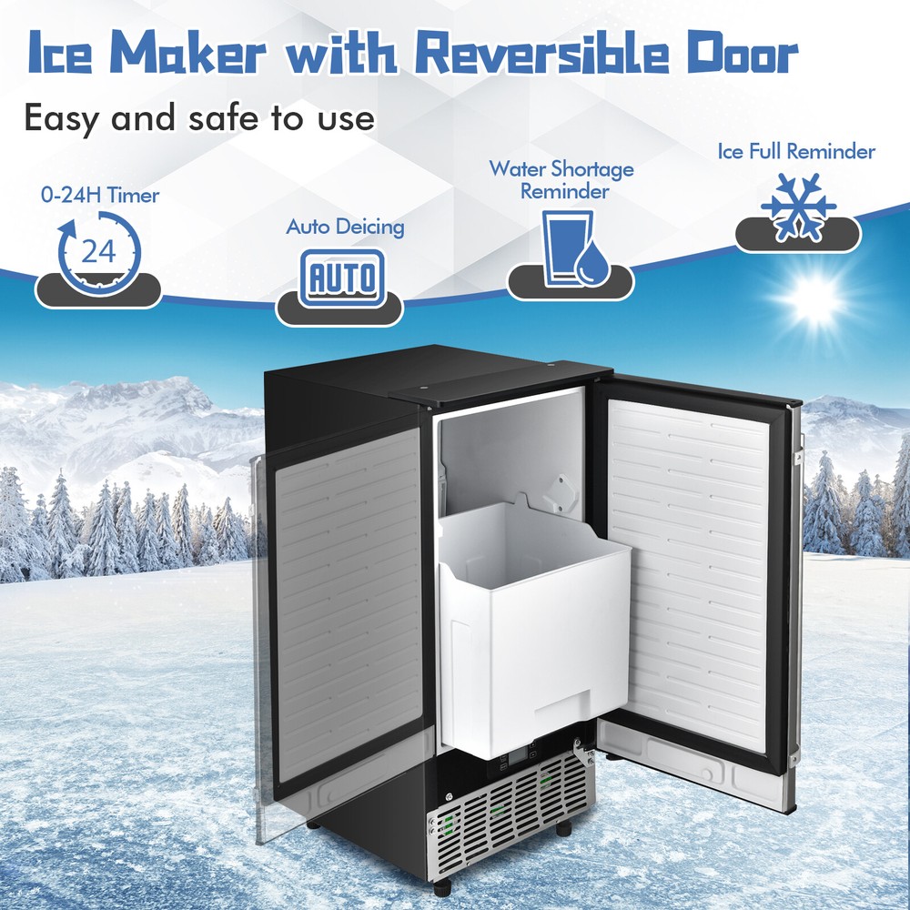 Built-in Ice Maker Free-Standing/Under Counter Machine 80lbs/Day w/ Light