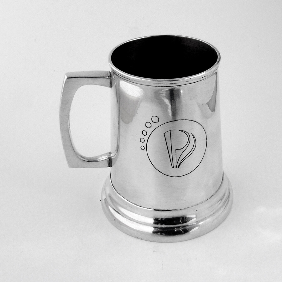 Tankard Style Mug Abstract Engravings Sterling Silver
