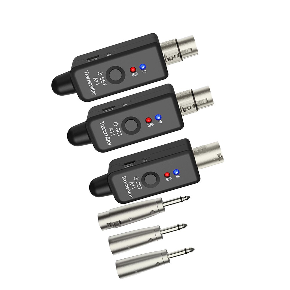 Wireless Microphone System XLR Transmitter Receiver Rechargeable Speaker Adapter