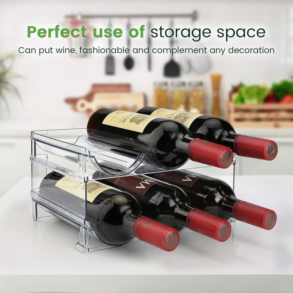 Compact Water Bottle Organizer - Stackable & Clear Acrylic, 2 Pack Included
