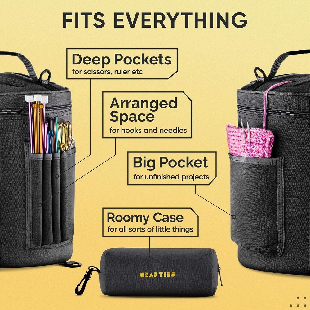 Durable Canvas Knitting Bag with Yarn Storage