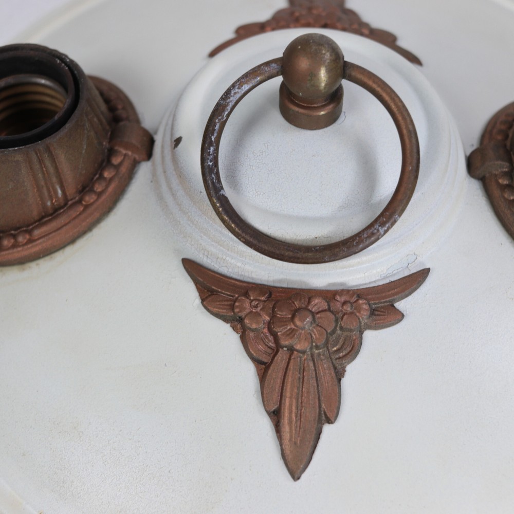 Vintage Art Deco 2-Light 10" Diameter Iron Flush Mount