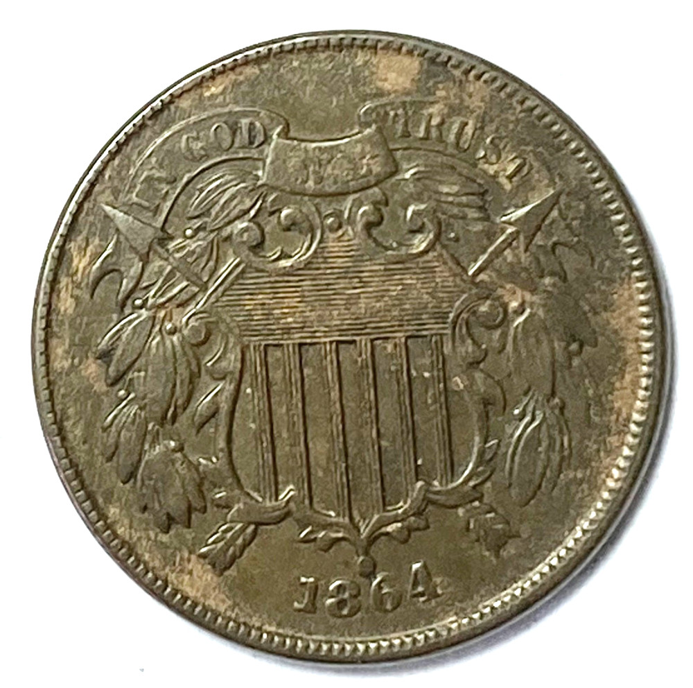 1864 2c Shield Two Cent Piece US Coin