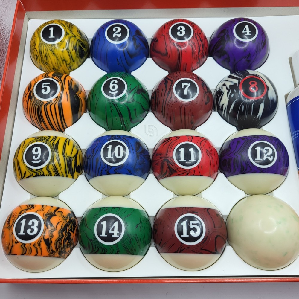 Complete Pool Ball Set 2-1/4” Marblized Design with Accessories