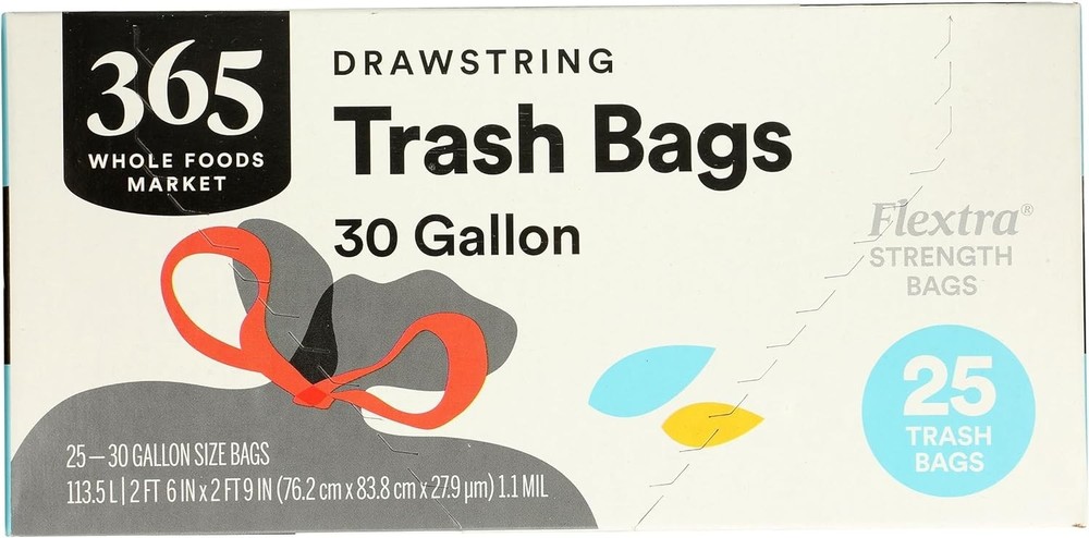 25 Count Flextra 30 Gallon Drawstring Trash Bags - Reliable & Durable Solution