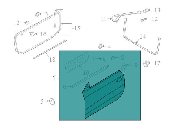 2010-2017 AUDI A5 QUATTRO Front Door Shell Driver Left OEM