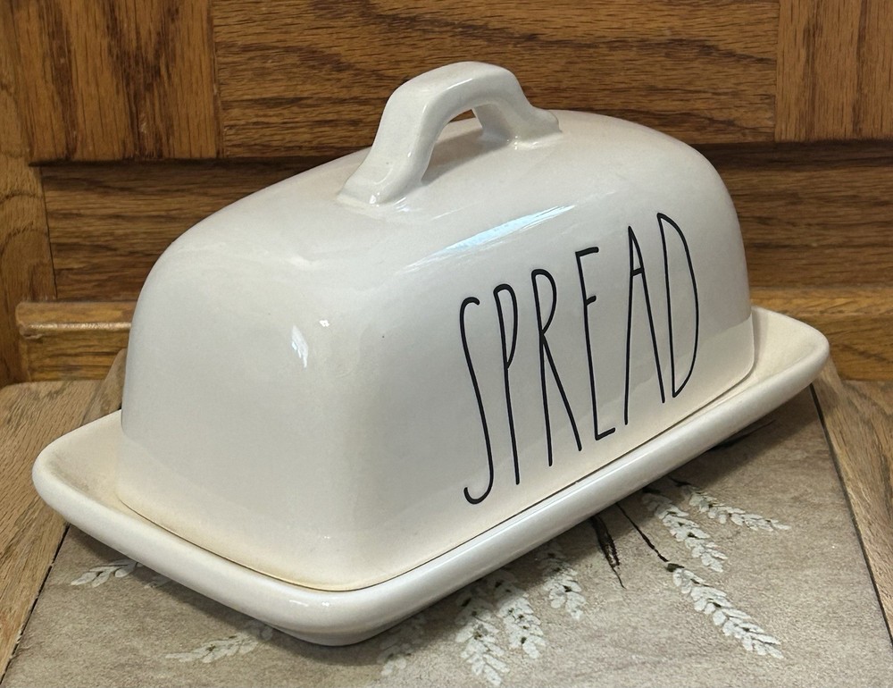 RAE DUNN Script SPREAD Covered Butter Dish Plate