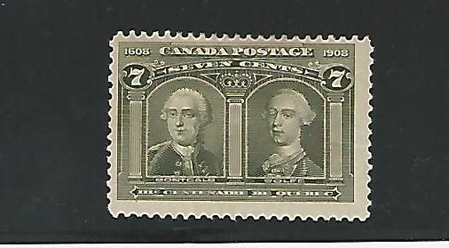 Canada, Postage Stamp, #100 Mint Hinged Bright Color, 1908, JFZ
