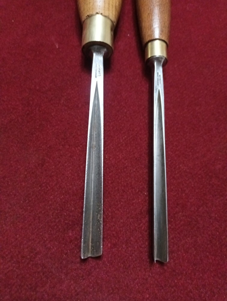 Vintage Two Herring Bros London Cast Steel V Carving Gouges