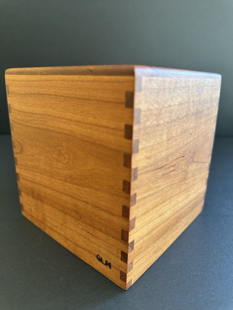 Maple Handmade Dovetail Tissue Box Cover Square Signed Rustic Natural Modern