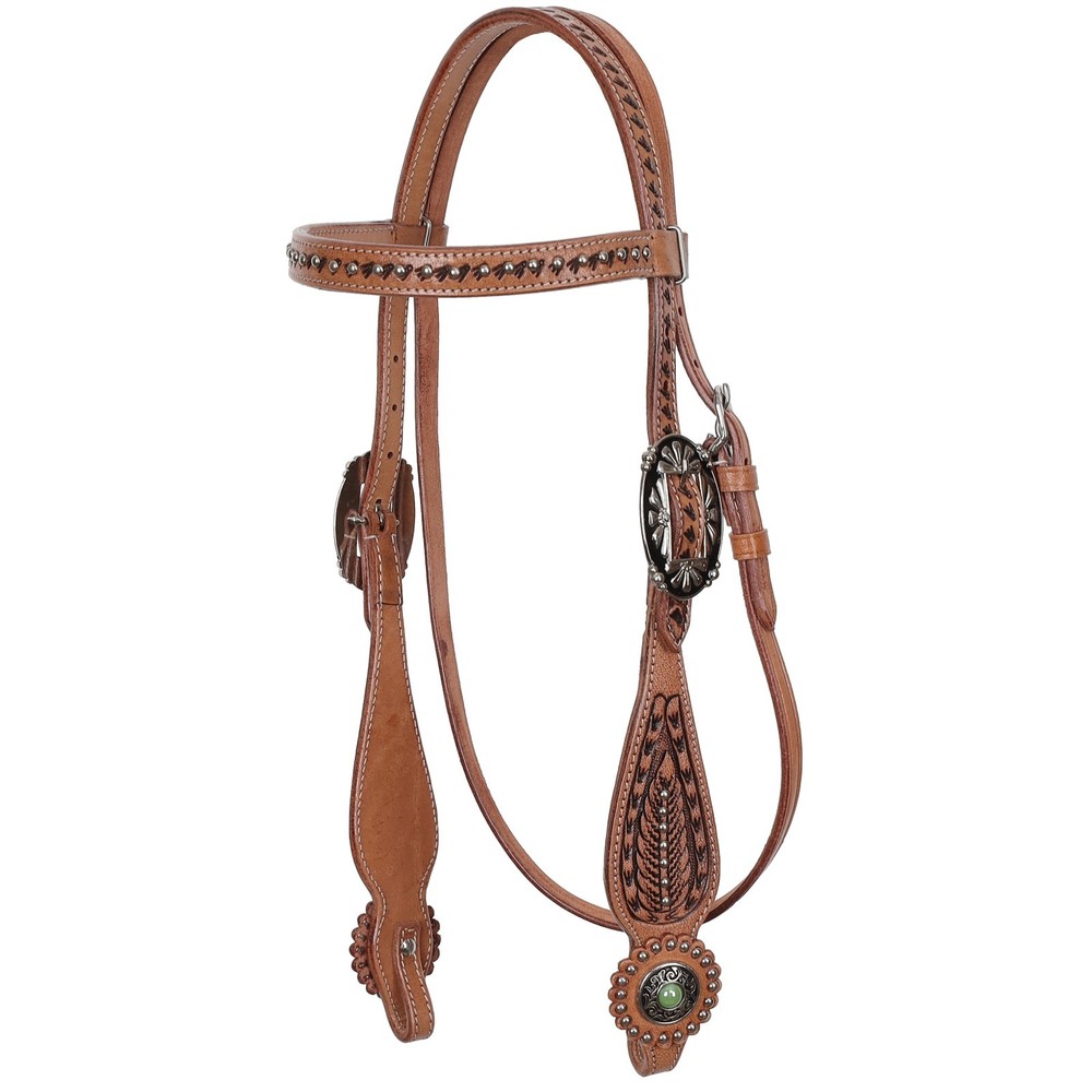 HEADSTALL Browband BREAST COLLAR REINS Silverwing Feather Tooled Silver Studs