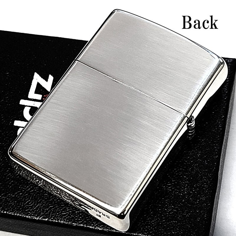 Zippo Solid Frame Metal Cross Arabesque Silver One Sided Processing Lighter
