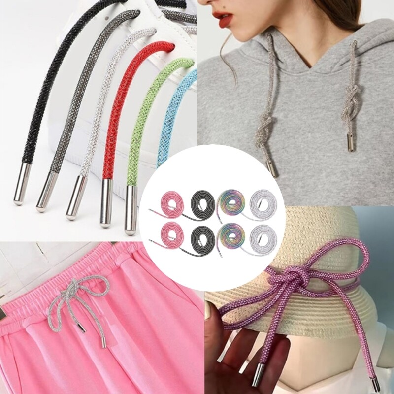 1pair Rhinestone Shoe Straps for Sneakers Round Shoelace DIY Practical String