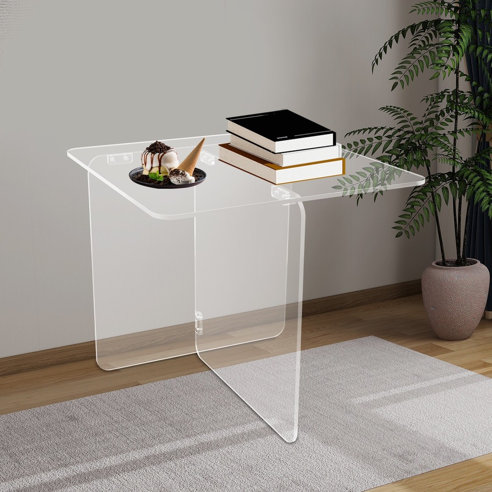 Acrylic Side Table, End Table, Free Standing Clear Modern Bedside Table