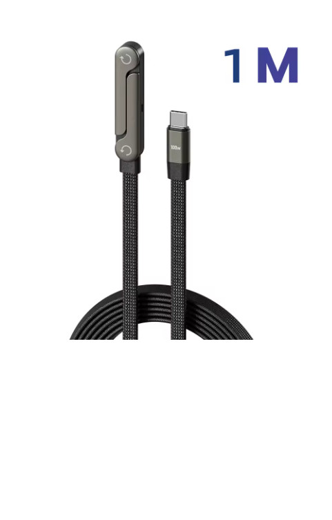 240W 2-in-1 USB-C Fast Charging Cable with Foldable Desktop Stand – Type-C Data