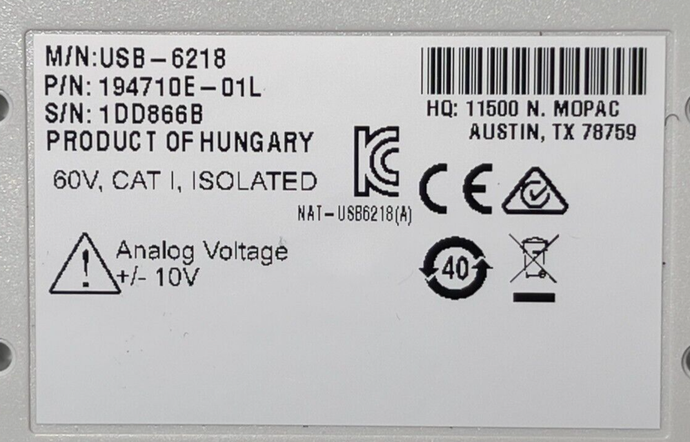 National Instruments NI USB-6218 32 Inputs, 16-bit, 250 KS/s,