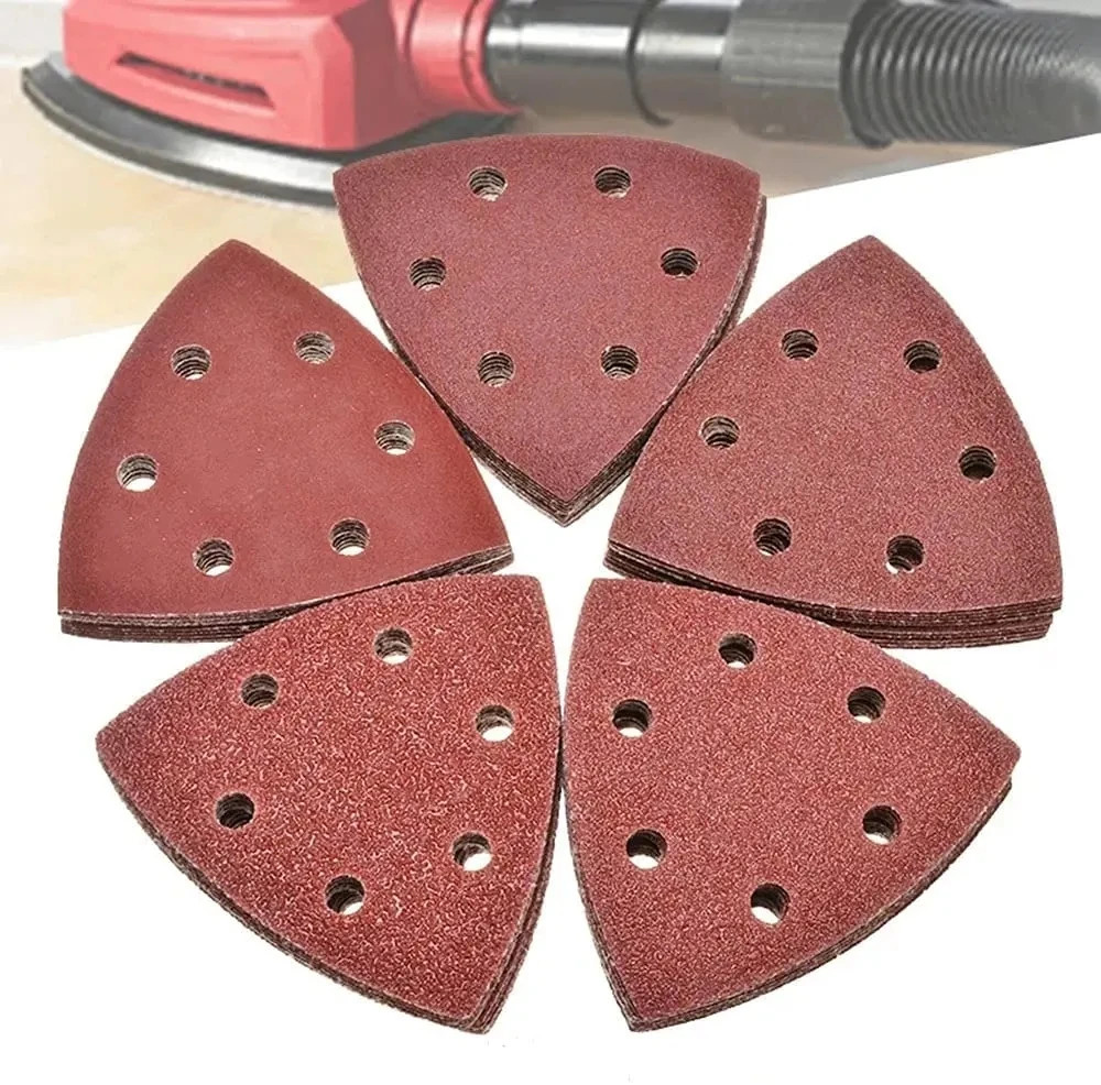 100PCS Triangular Sandpaper 90mm Hook and Loop Sanding Paper 60 to 240 Grit fo