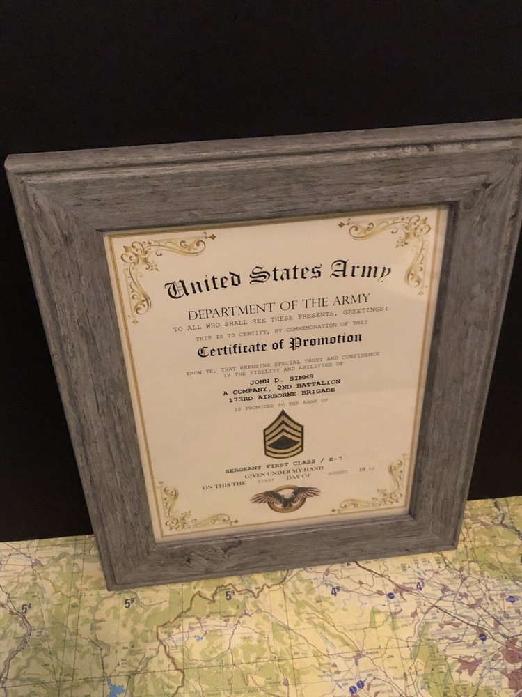 SERGEANT FIRST CLASS / SFC (E-7) U.S. Army ~ Commemorative Promotion Certificate