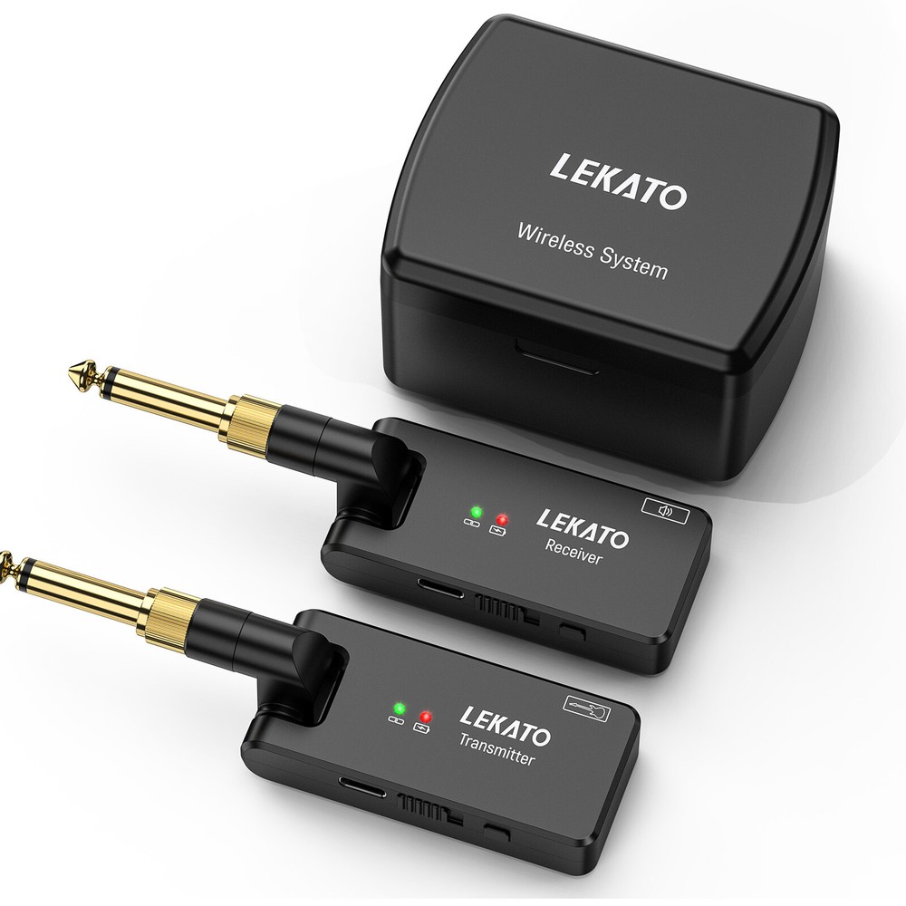 LEKATO 4 Channels Wireless Guitar System Transmitter Receiver with Charging Box