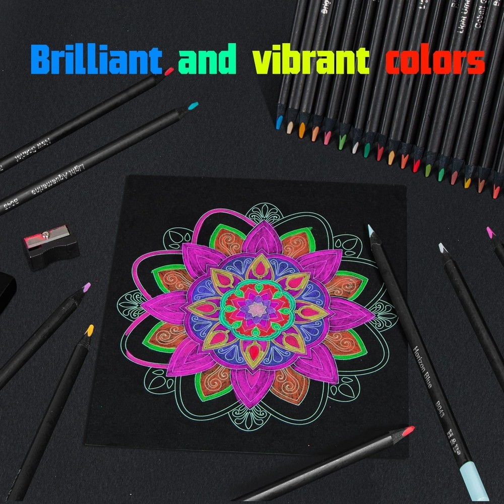 72-Color Colored Pencils Set with Mandala Coloring Sheets, Eraser, Sharpener ...