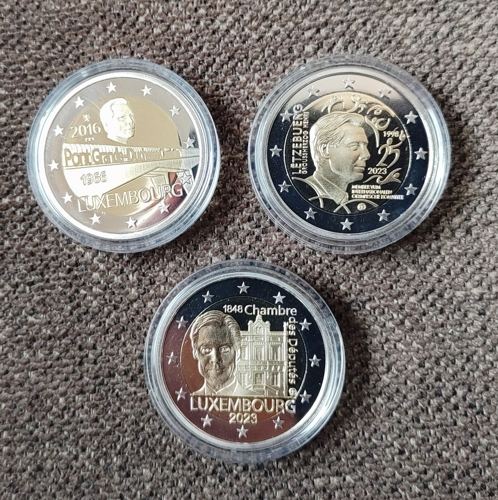 Luxembourg 2 euro variants - proof, 2016 and 2023