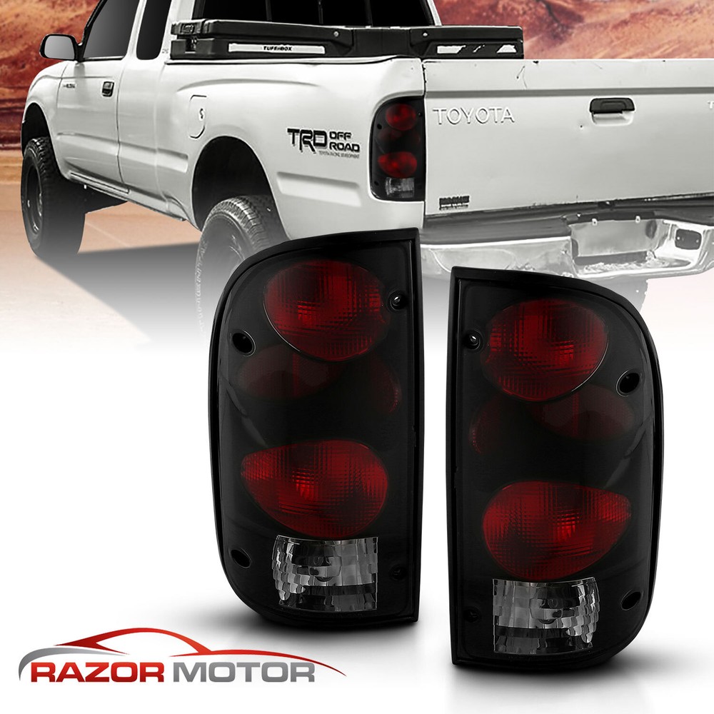 1995-2000 Replacement Dark Smoke Tail Light Pair for Toyota Tacoma w/Bulb+Socket