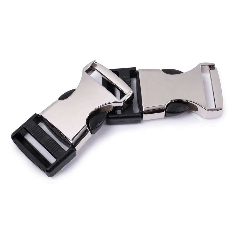 (10-Pack) 25mm Hybrid Side / Quick Release Buckle - Metal & Plastic - Silver