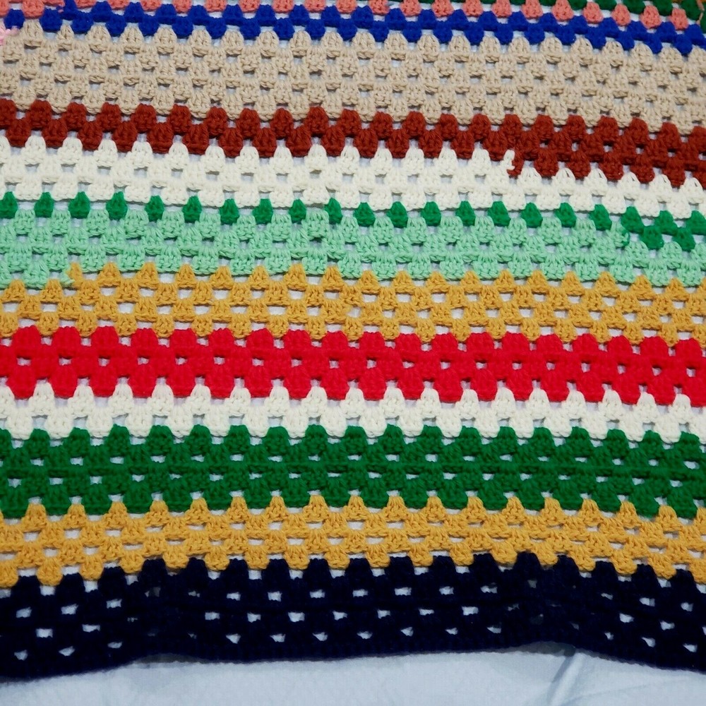 Handmade Throw Multicolor Striped Aghan Soft Crochet Blanket 32" x 56"