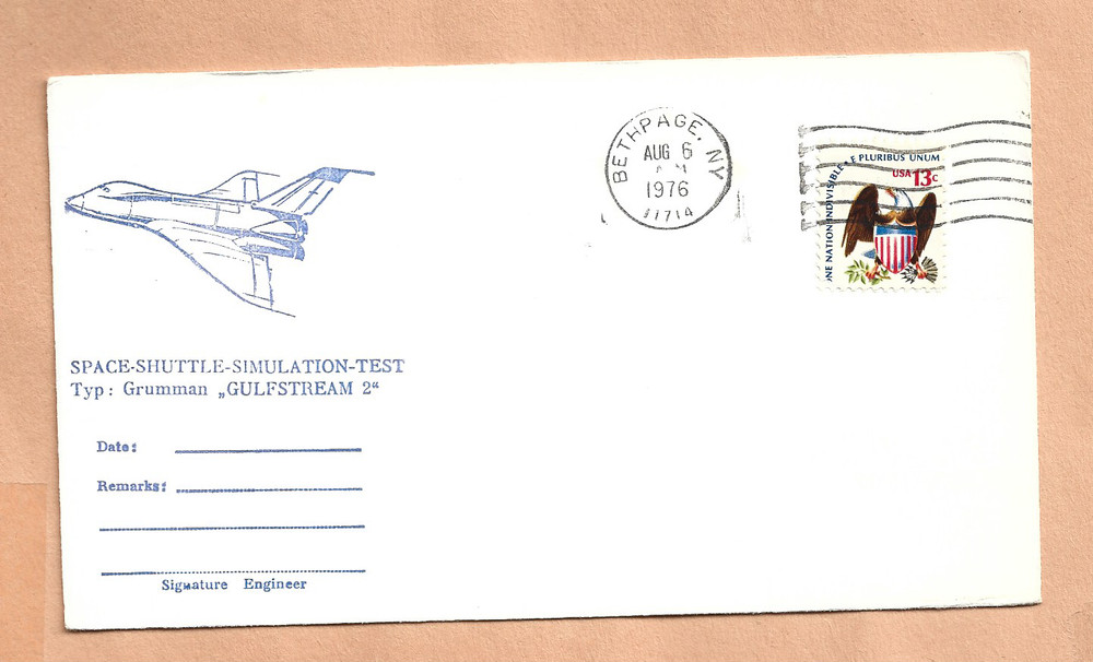 SPACE SHUTTLE SIMULATION TEST GRUMMAN AUG 6,1976 BETHPAGE NY SPACE NASA