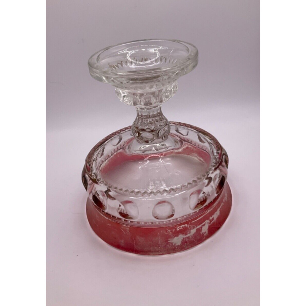 Vintage Kings Crown Thumbprint Cranberry Ruby Red Compote Candy Dish 5"