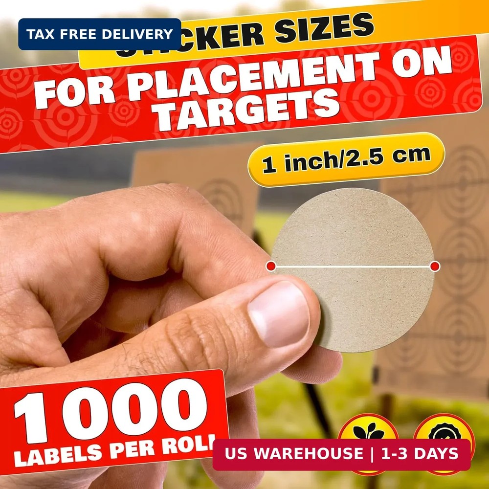1000 Pcs Target Pasters - 1" IDPA Сardboard Target Stickers - Solid Construction