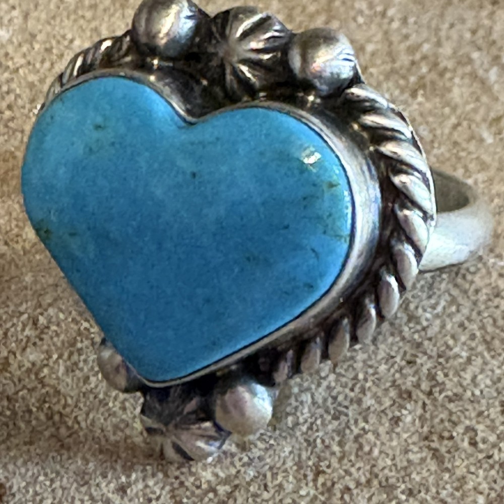 sterling silver turquoise heart ring size adjustable