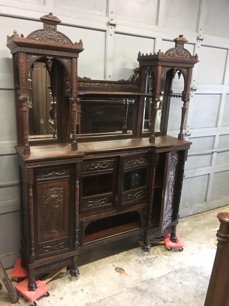 HERTER CARVED ROSEWOOD SIDEBOARD CABINET