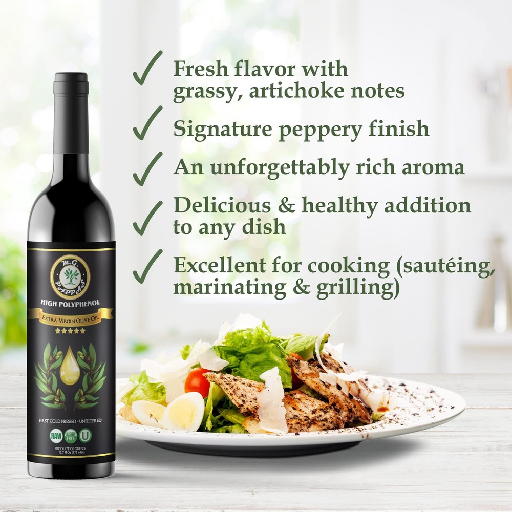 High Polyphenol Rich Extra Virgin Olive Oil - Cold Pressed & Unfiltered
