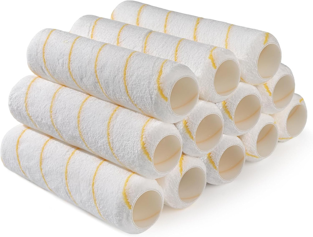 Paint Roller Covers, 12 Pack, 9 Inch Microfiber Paint Roller, 3/8" Nap Covers