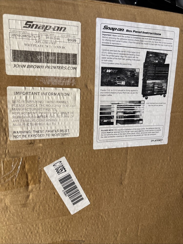 Snap On Toolbox Roll Cab WRT W- Racing Team Decals Stack Top And Bottom 55" 54"