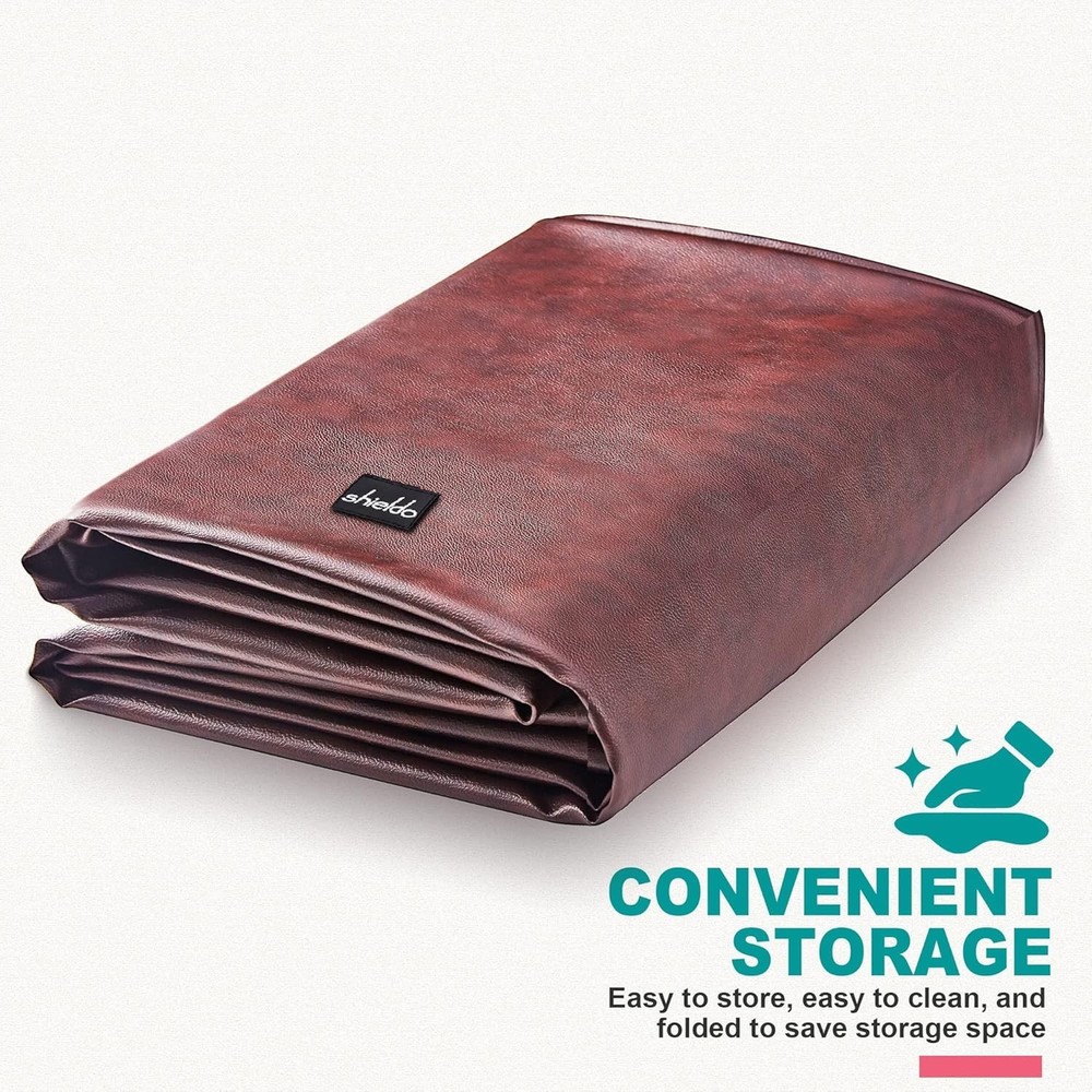 9ft Brown Billiard Table Cover - Heavy Duty Leatherette, Waterproof