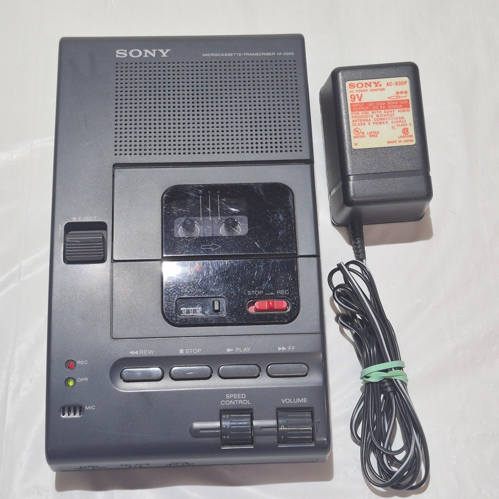 Sony M-2000 Microcassette Transcriber With Power Adapter UNTESTED
