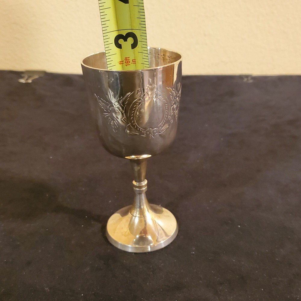 Silverplate Wine cup/goblet Etched design Drawer #16