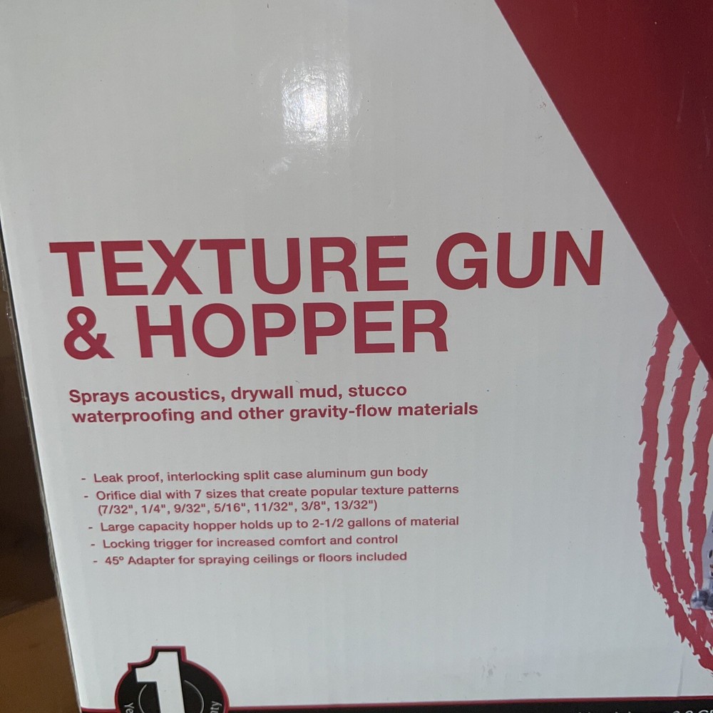 Texture Gun and 2 1/2 Gallon Hoppe. Mud Boss operate w/ compressor.