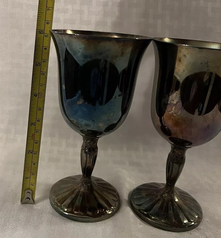 International Silver Co. ~2~ Silver Plate Wine Goblets.